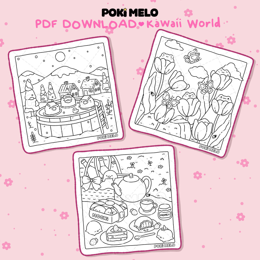 Kawaii World Combo 1 • Digital Coloring Pages