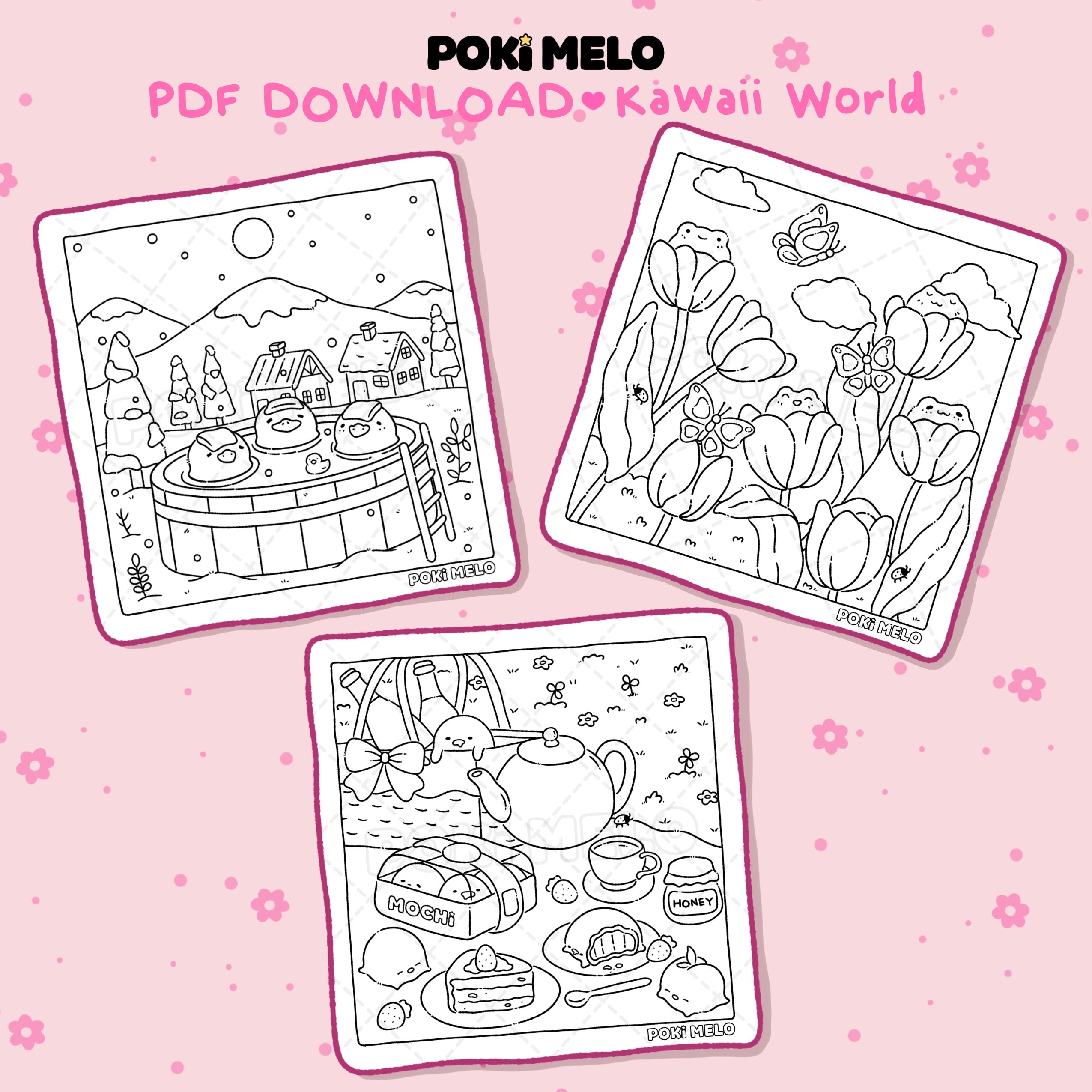 Kawaii World Combo 1 • Digital Coloring Pages
