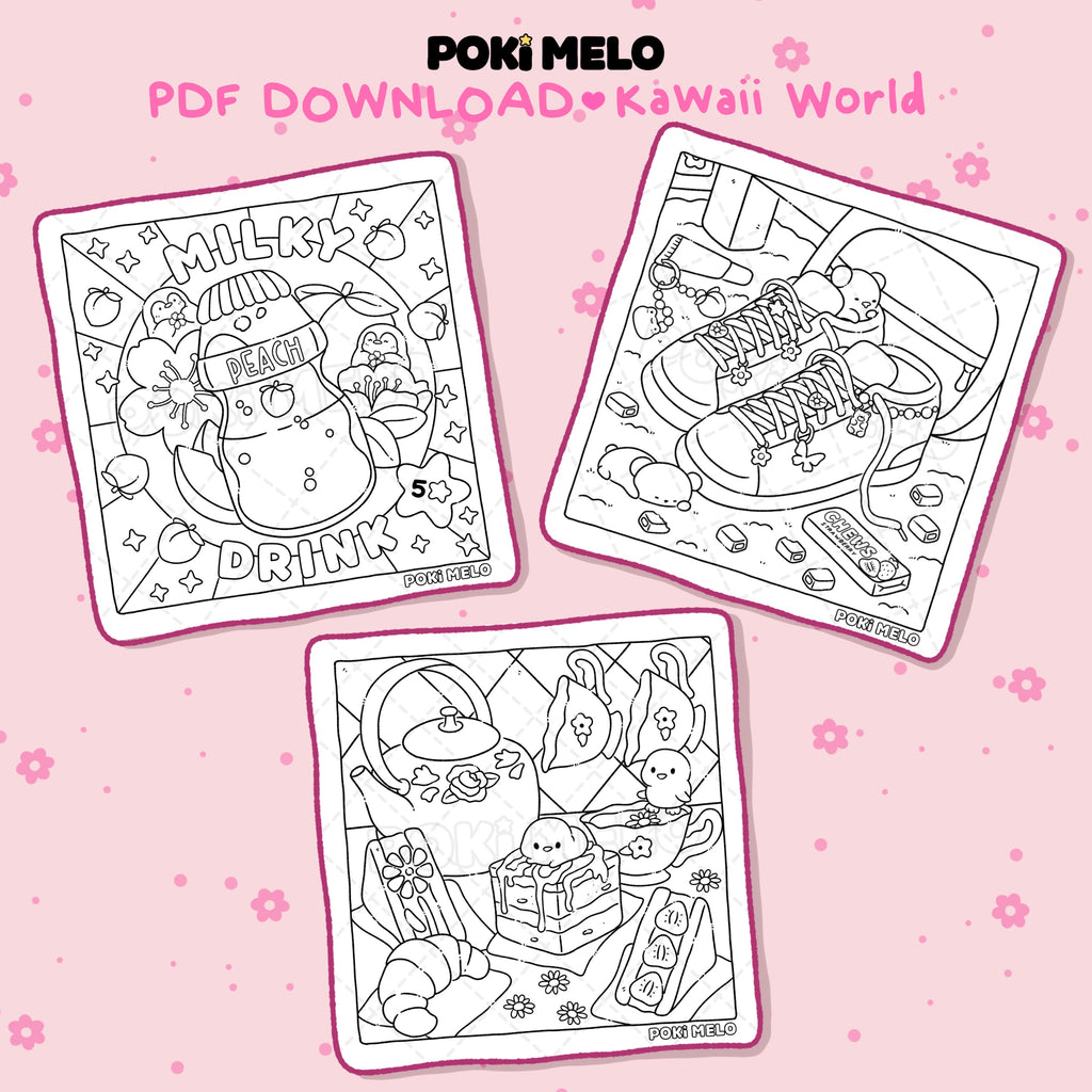 Kawaii World Combo 1 • Digital Coloring Pages