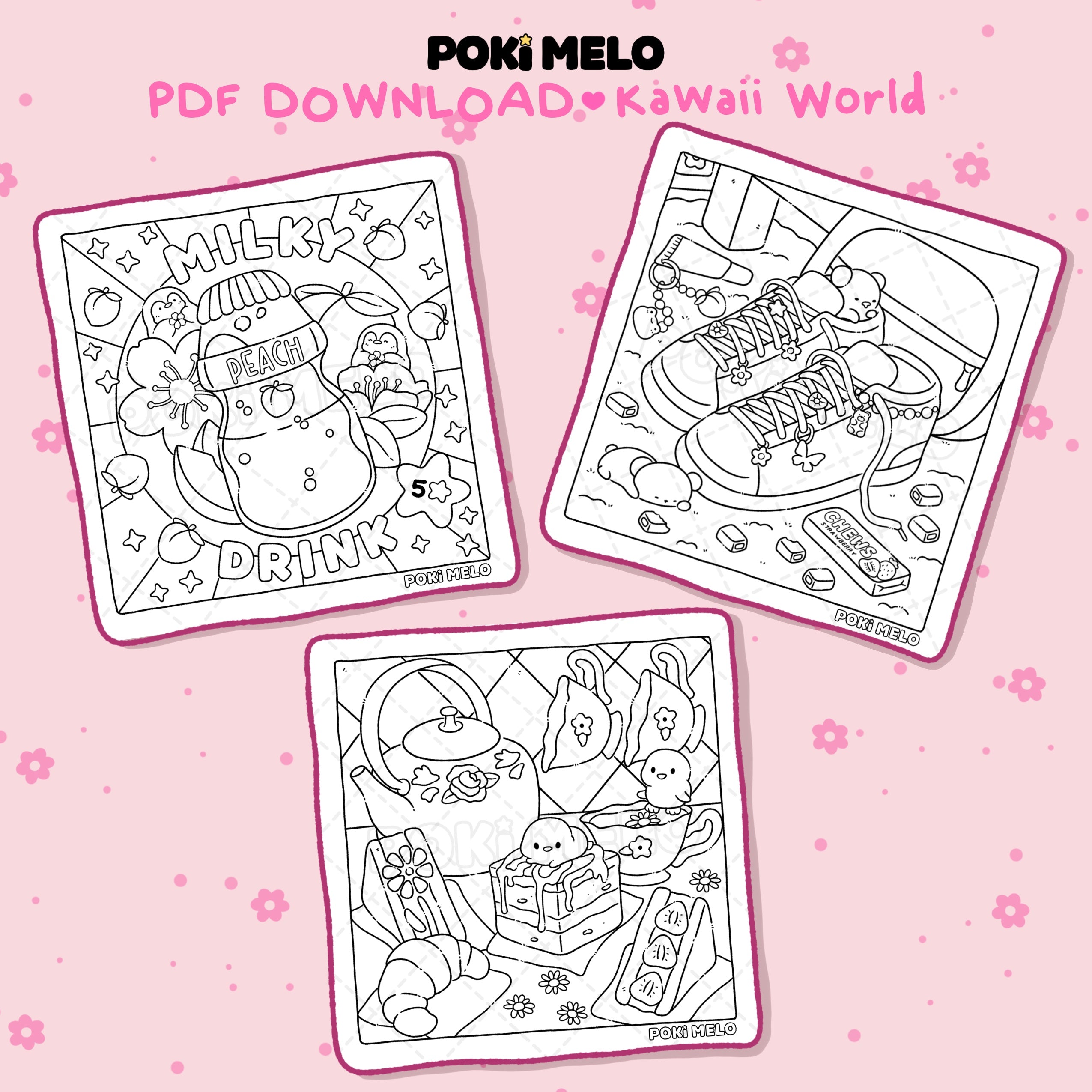 Kawaii World Combo 1 • Digital Coloring Pages